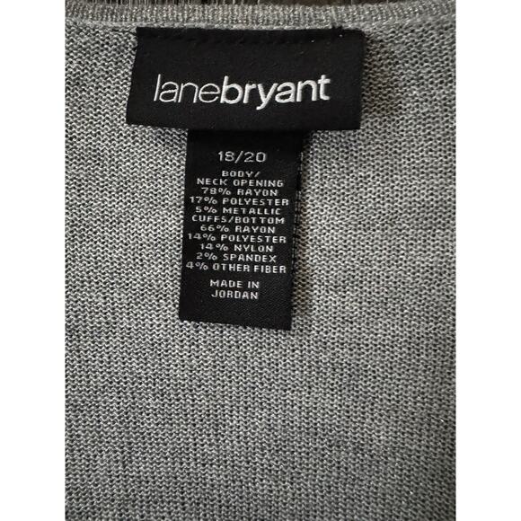 Lane Bryant V-Neck Metallic Tunic Lightweight Top Silver Metallic/Grey 18/20 - Picture 5 of 11